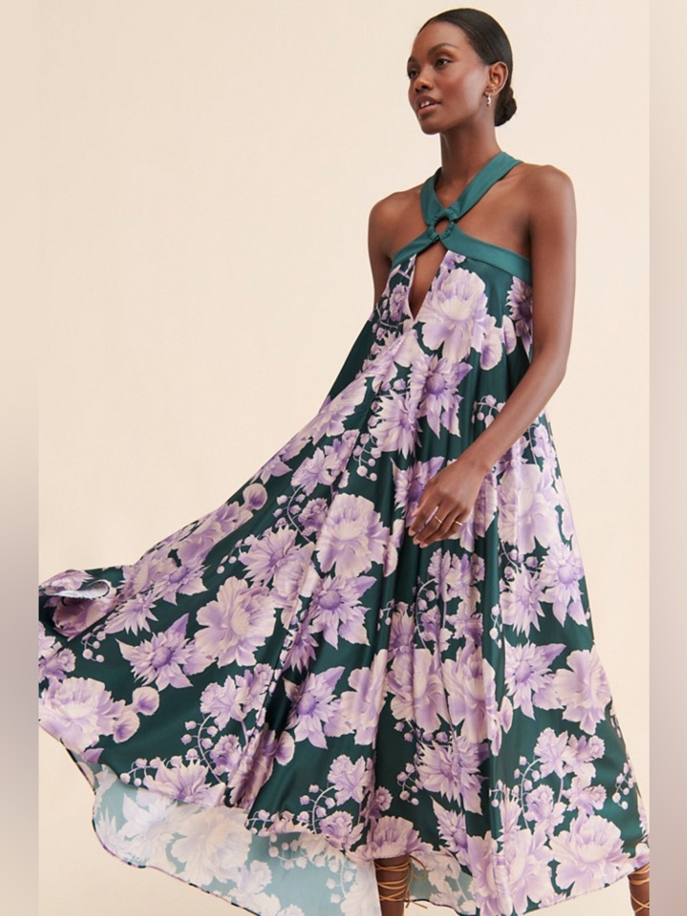 Especia purple green floral Arabella Printed Maxi Dress - Picture 2 of 13